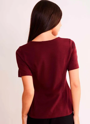 Sofie - Blusa de Manga Curta Allure em Bodycon Bordô - SOFIE