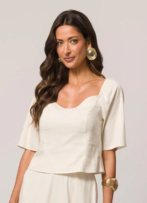 Doce Trama - Blusa de Manga Curta Branco - DOCE TRAMA