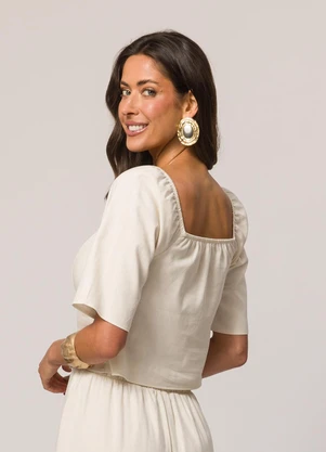 Doce Trama - Blusa de Manga Curta Branco - DOCE TRAMA