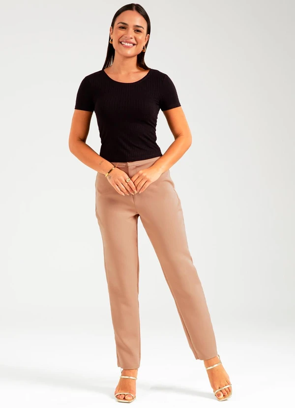 Cativa - Blusa de Manga Curta Canelada Preto 2