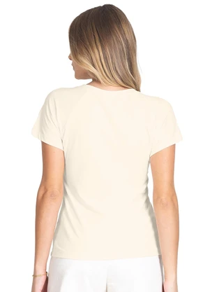 Rovitex - Blusa de Manga Curta e Decote Redondo Bege - ROVITEX