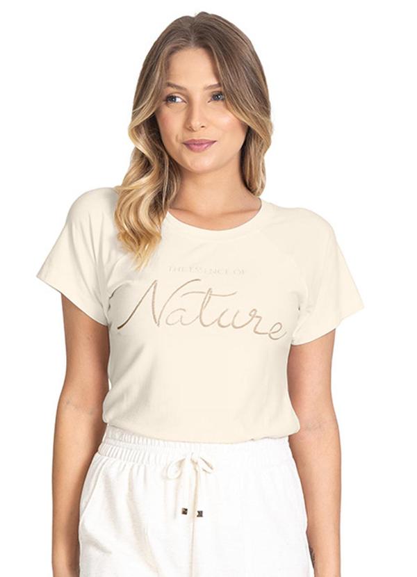 Rovitex - Blusa de Manga Curta e Decote Redondo Bege 1