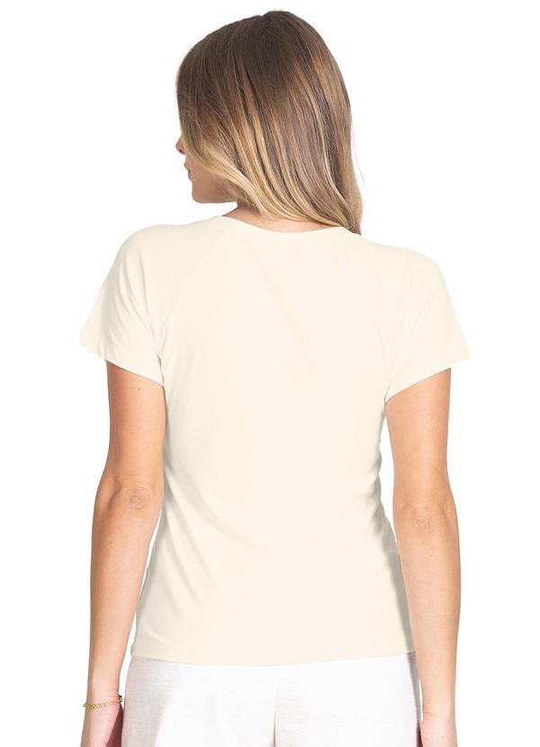Rovitex - Blusa de Manga Curta e Decote Redondo Bege 2