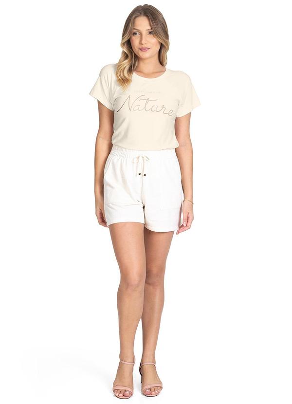 Rovitex - Blusa de Manga Curta e Decote Redondo Bege 3