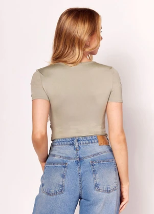 Sofie - Blusa de Manga Curta em Malha Microfibra Verde - SOFIE