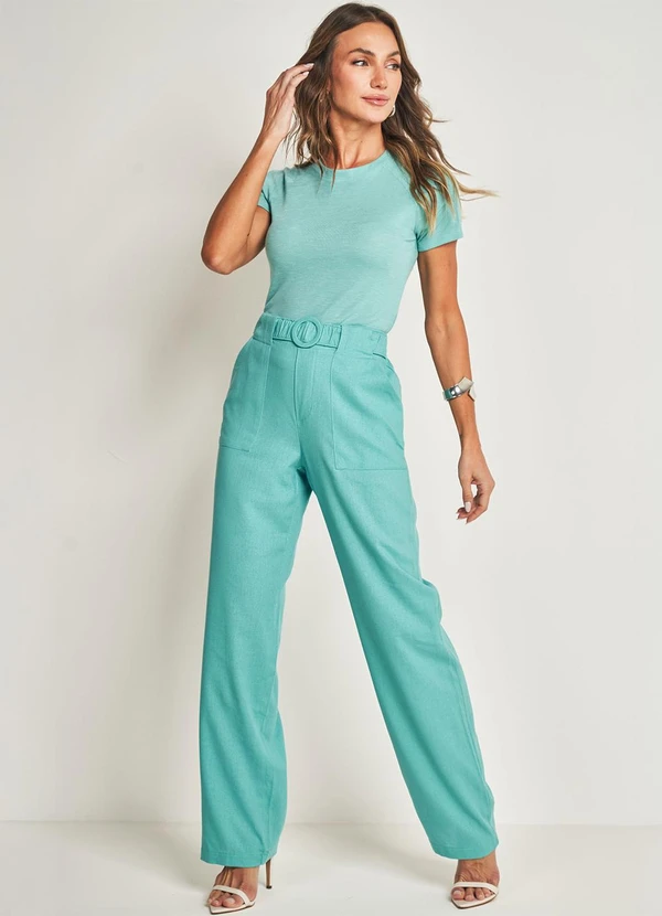 Doce Trama - Blusa de Manga Curta em Malha Tricot Flamê Azul 3