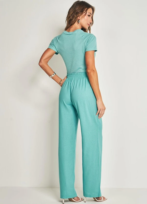 Doce Trama - Blusa de Manga Curta em Malha Tricot Flamê Azul 4