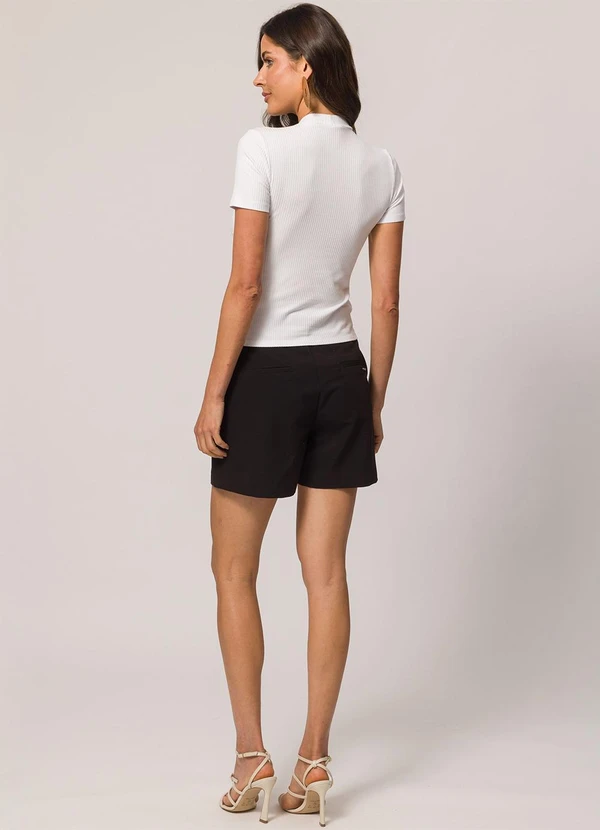 Doce Trama - Blusa de Manga Curta em Ribana Branco 4