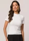Doce Trama - Blusa de Manga Curta em Ribana Branco - variação: Branco