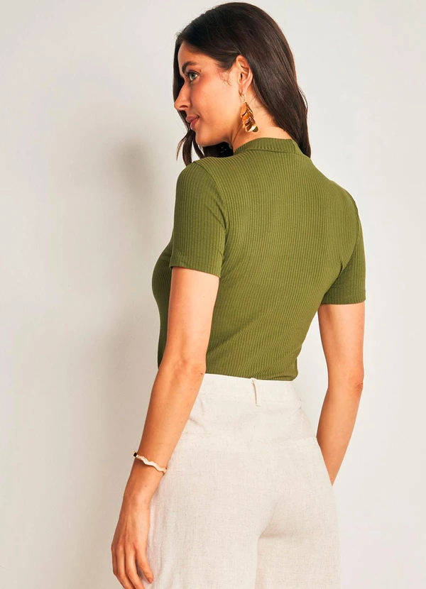Doce Trama - Blusa de Manga Curta em Ribana Verde 2