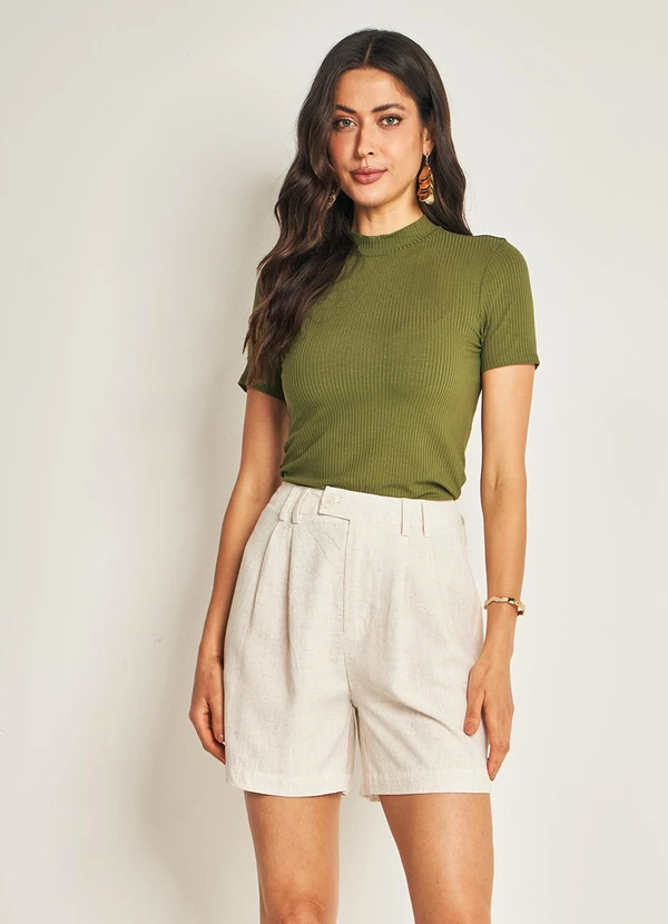 Doce Trama - Blusa de Manga Curta em Ribana Verde 3