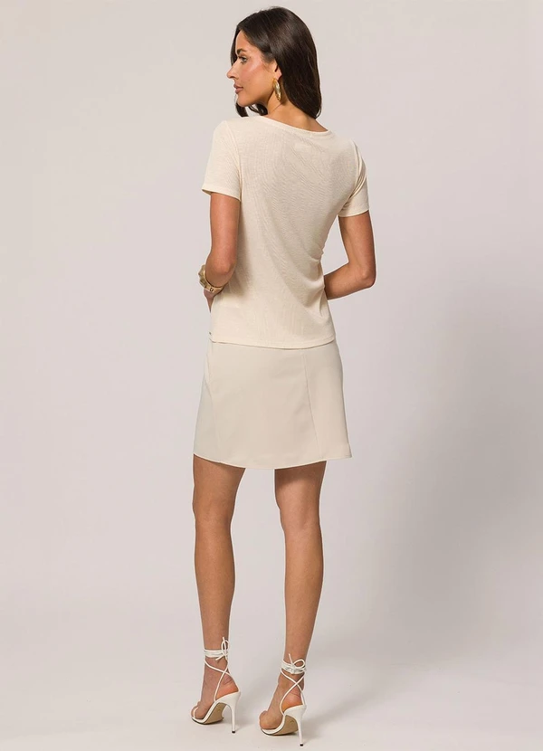 Doce Trama - Blusa de Manga Curta em Tricot Flamê Branco 4