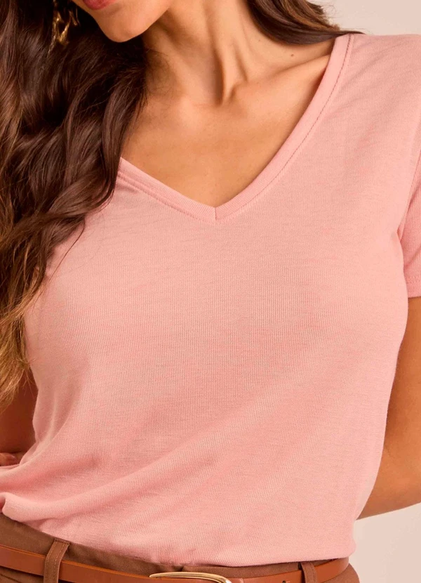 Doce Trama - Blusa de Manga Curta em Tricot Flamê Rosa 3