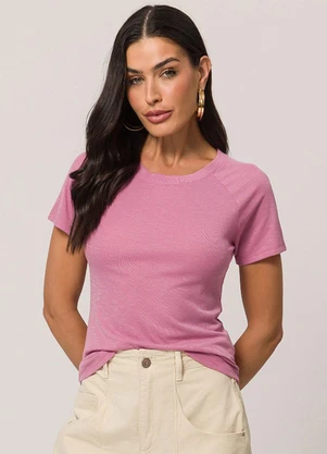 Doce Trama - Blusa de Manga Curta em Tricot Flamê Rosa - DOCE TRAMA