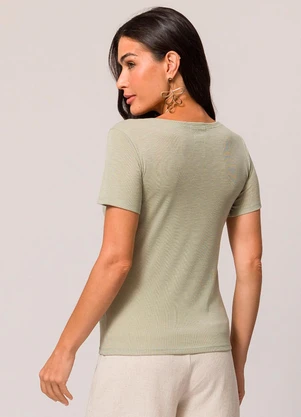 Doce Trama - Blusa de Manga Curta em Tricot Flamê Verde - DOCE TRAMA