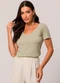 Doce Trama - Blusa de Manga Curta em Tricot Flamê Rosa - variação: Verde