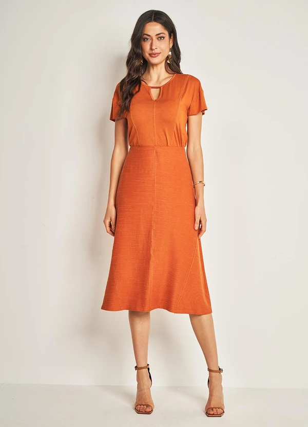 Doce Trama - Blusa de Manga Curta em Viscolinho Laranja 3