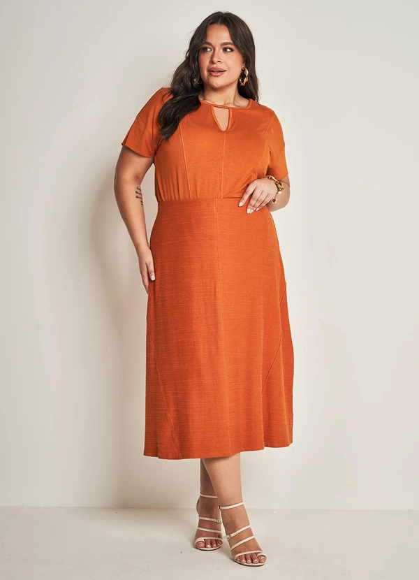 Doce Trama - Blusa de Manga Curta em Viscolinho Laranja 7