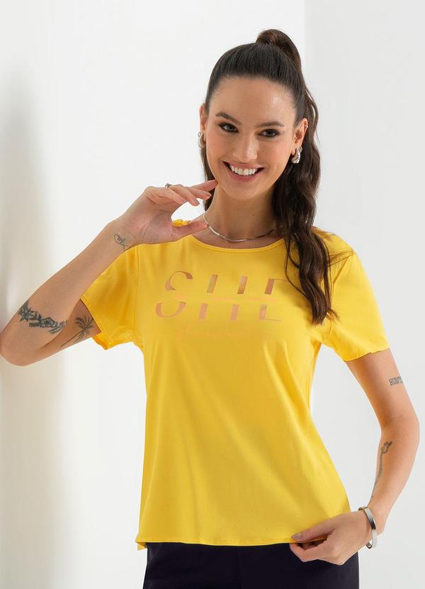 Cativa - Blusa de Manga Curta Estampada Amarelo