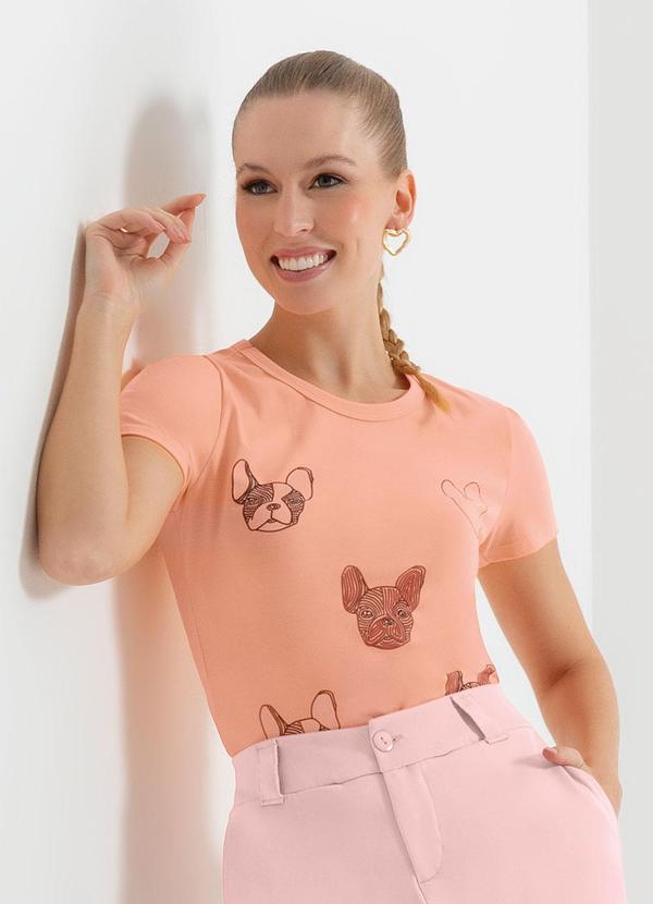 Cativa - Blusa de Manga Curta Estampada Rosa