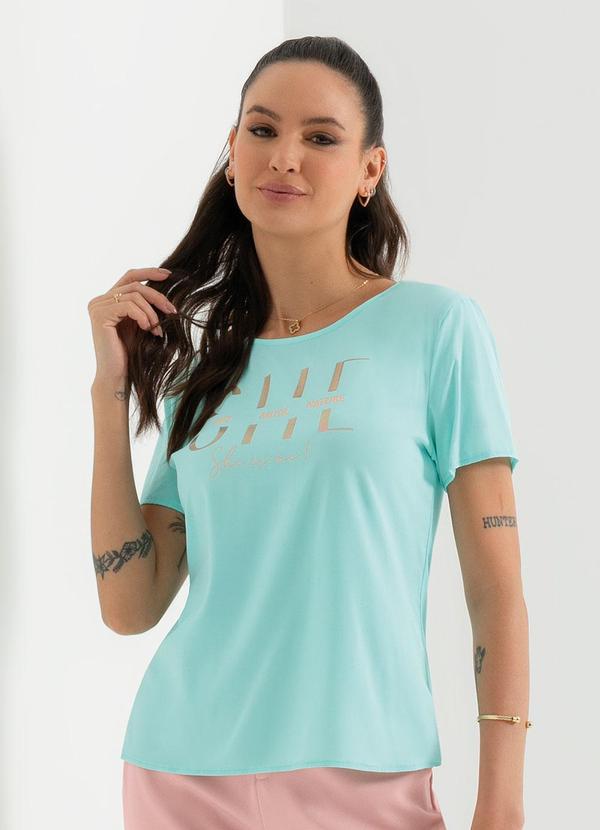 Cativa - Blusa de Manga Curta Estampada Verde