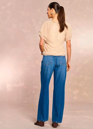 Doce Trama - Blusa de Manga Curta Jardim Boho em Chiffon Bege - DOCE TRAMA
