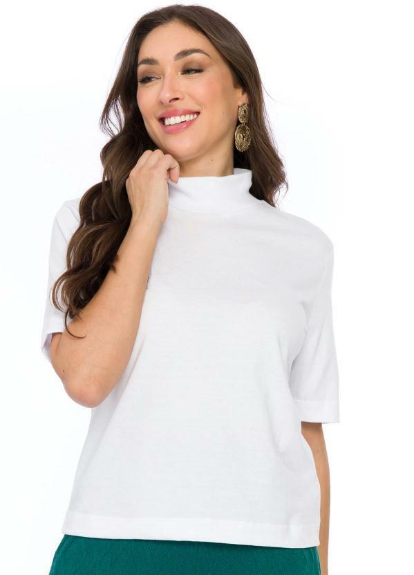 Doce Trama - Blusa de Manga Curta Meia Malha Branco
