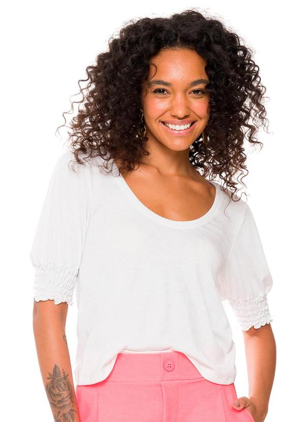 Doce Trama - Blusa de Manga Curta Off White