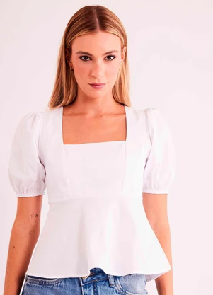 Sofie - Blusa de Manga Curta Urban Frame em Plano Tricolin - SOFIE