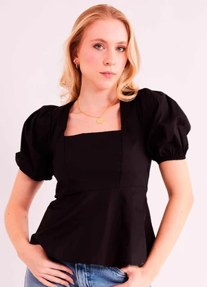Sofie - Blusa de Manga Curta Urban Frame em Plano Tricolin - SOFIE