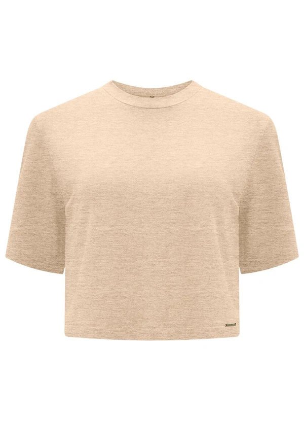 Lunender - Blusa de Mangas Curtas Básica em Malha Mescla