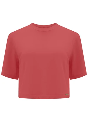 Lunender - Blusa de Mangas Curtas Básica em Malha Rosa - LUNENDER