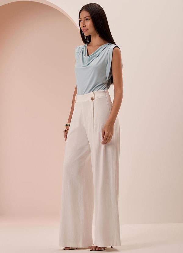 Lunender - Blusa de Mangas Curtas com Decote Degagê Azul 3