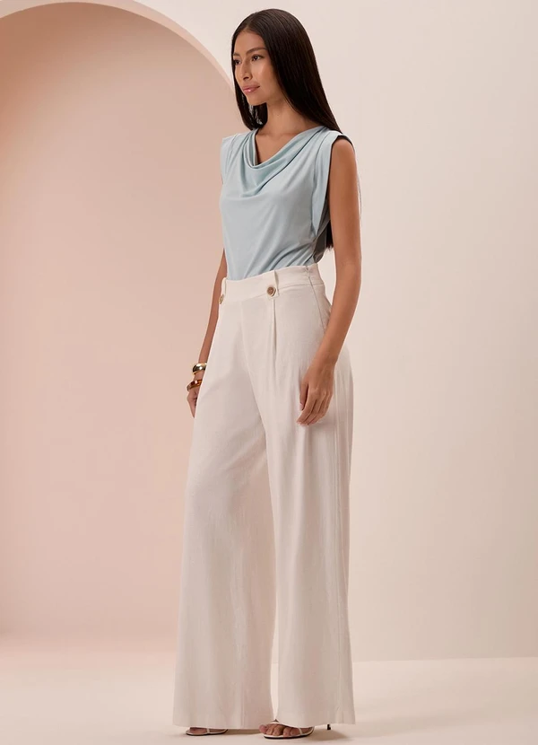 Lunender - Blusa de Mangas Curtas com Decote Degagê Azul 3