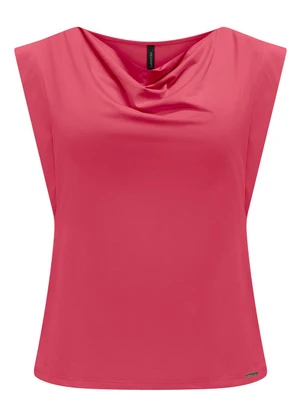 Lunender - Blusa de Mangas Curtas com Decote Degagê Rosa - LUNENDER
