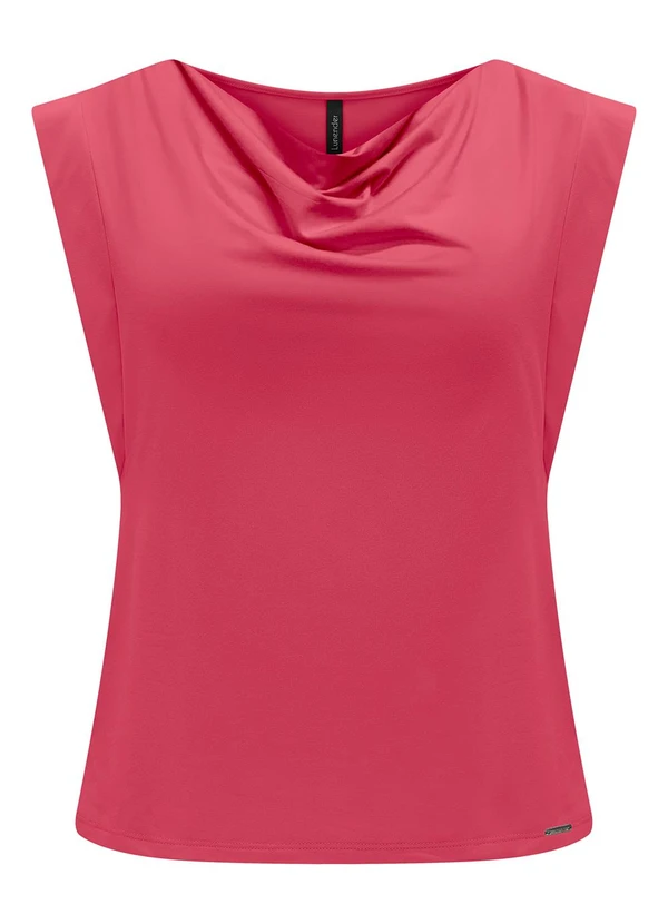 Lunender - Blusa de Mangas Curtas com Decote Degagê Rosa