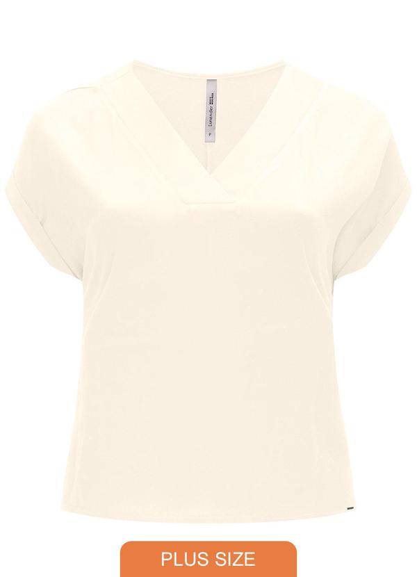 Lunender Mais Mulher - Blusa de Mangas Curtas com Decote em V Off White