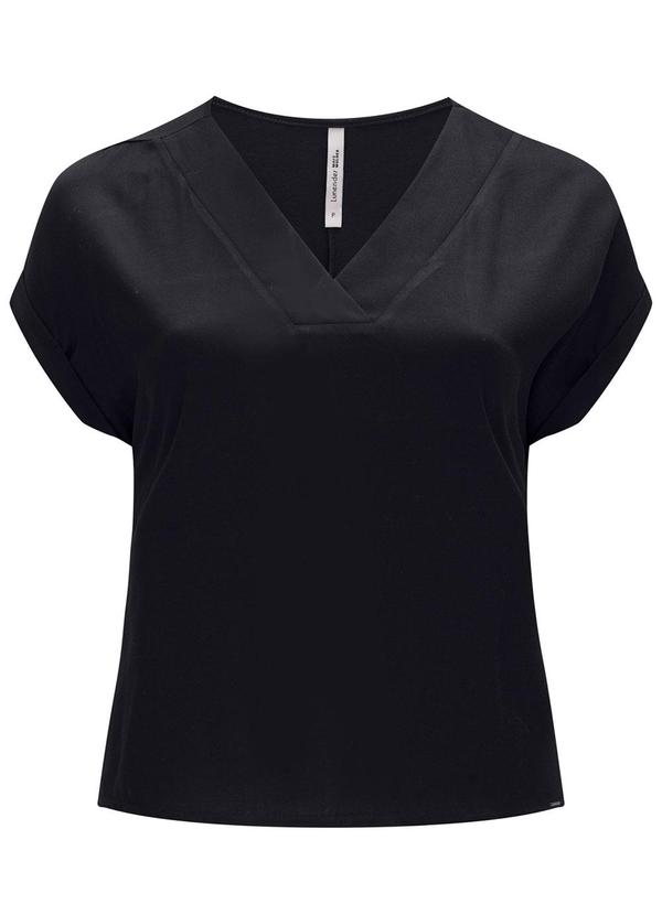 Lunender Mais Mulher - Blusa de Mangas Curtas com Decote em V Preto 3