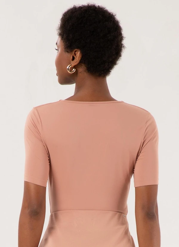 Lunender - Blusa de Mangas Curtas com Decote Quadrado Bege 2