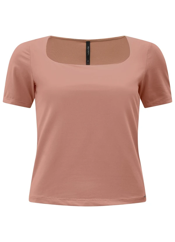 Lunender - Blusa de Mangas Curtas com Decote Quadrado Bege 3