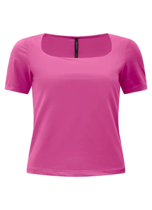 Lunender - Blusa de Mangas Curtas com Decote Quadrado Rosa - LUNENDER