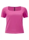 Lunender - Blusa de Mangas Curtas com Decote Quadrado Bege - variação: Rosa