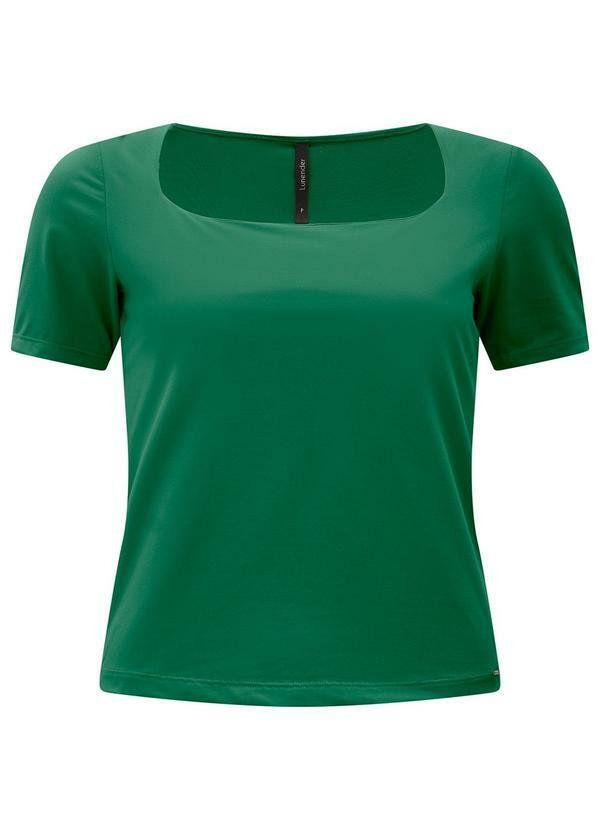Lunender - Blusa de Mangas Curtas com Decote Quadrado Verde