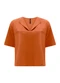 Lunender - Blusa Manga Curta com Gola em Malha Off White - variação: Laranja