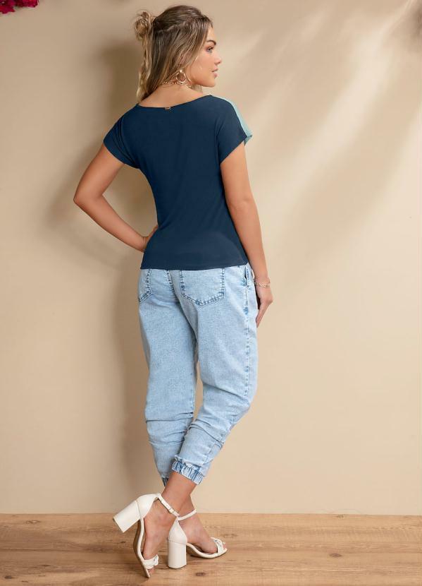 Quintess - Blusa de Mangas Curtas Degradê Azul 4