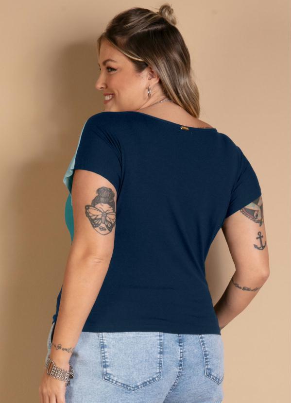 Quintess - Blusa de Mangas Curtas Degradê Azul 6