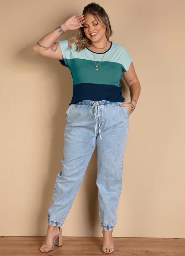 Quintess - Blusa de Mangas Curtas Degradê Azul 7