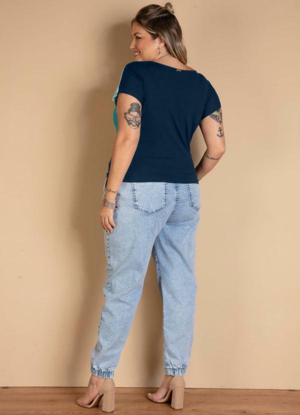 Quintess - Blusa de Mangas Curtas Degradê Azul 8