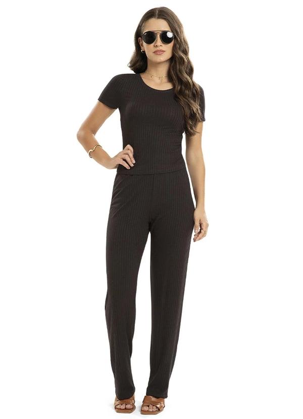 Habana - Blusa de Mangas Curtas em Canelado Preto 2
