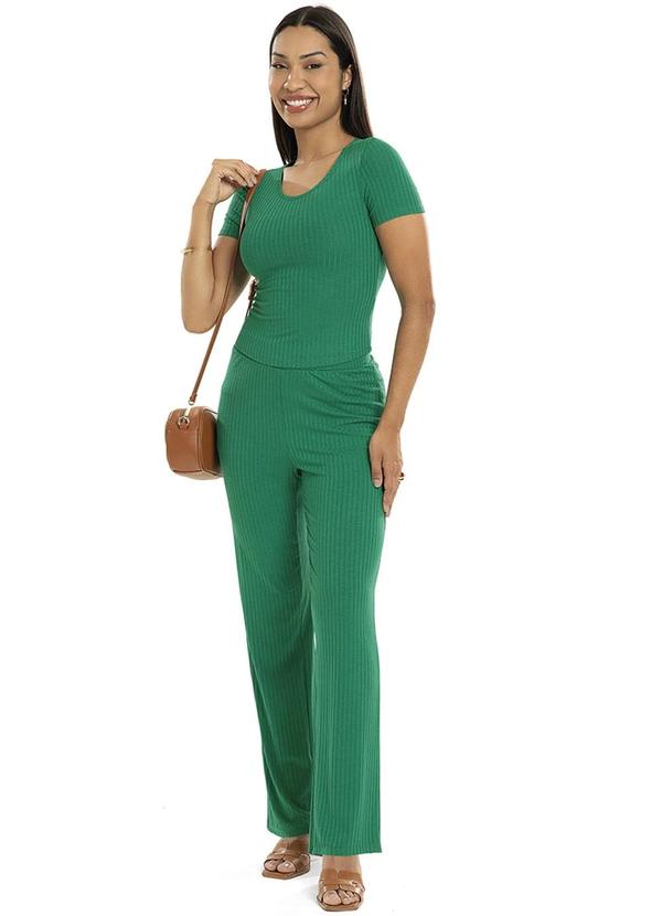 Habana - Blusa de Mangas Curtas em Canelado Verde 2